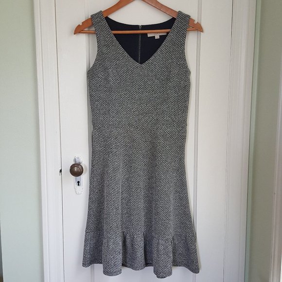 Loft Gray Tweed Flounce Dress 00T Tall - Picture 1 of 10